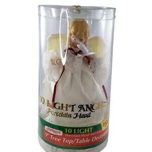 Vintage Joy Brite 10 Light Angel 9" Tree Top Table Decoration Porcelain Head